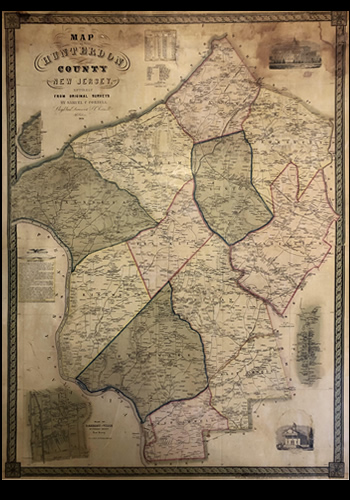 1851 Map of Hunterdon County New Jersey Lambertville 