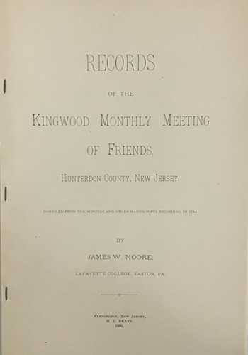 Records of the Kingwood Monthly Meeting of Friends